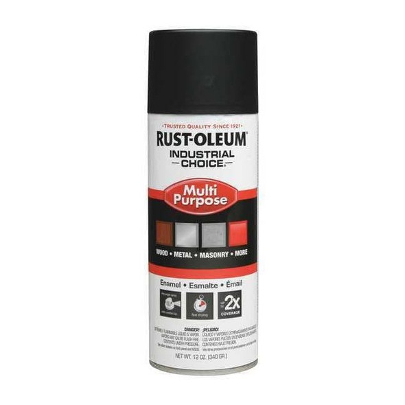 Rust-Oleum Spray Paint, Black, Semi-Flat, Solvent, 12 oz 1678830