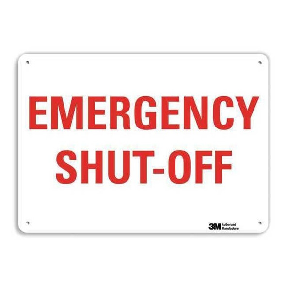 Emergency SHUT-OFF, 7 in x 10 in, Vertical Rectangle, Aluminum, U7-1140-NA_10x7