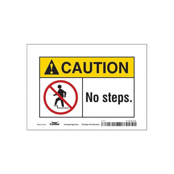 Caution, NO STEPS., 7 in W x 5 in H, Horizontal Rectangle, Vinyl, 479A06