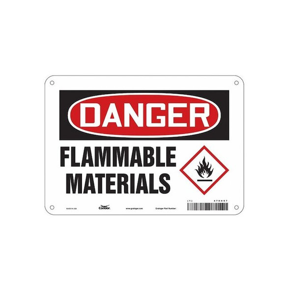Danger Sign, 7 in H, 10 in W, Polyethylene, Vertical Rectangle, English, 478H67