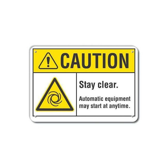 Caution Sign, 10 in Height, 14 in Width, Plastic, Horizontal Rectangle, English