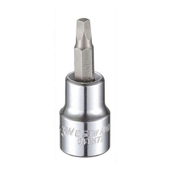 Westward 3/8 in Drive Square Socket Bit SAE R3 Tip, 1 13/16 in L 54TN77