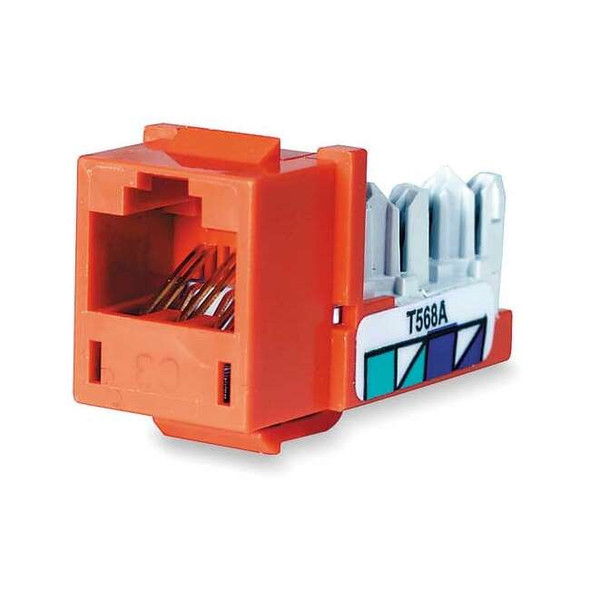 Hubbell Premise Wiring Modular Jack,0.875 in H,Orange HXJUOR