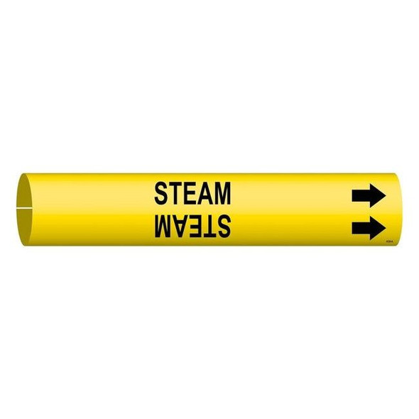 Brady Pipe Marker,Steam,Yellow,3/4 to 1-3/8 In 4129-A