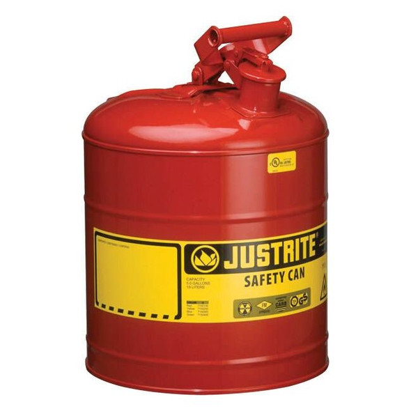 Justrite® Type I Safety Can, 5 gal, Red, 1/Each