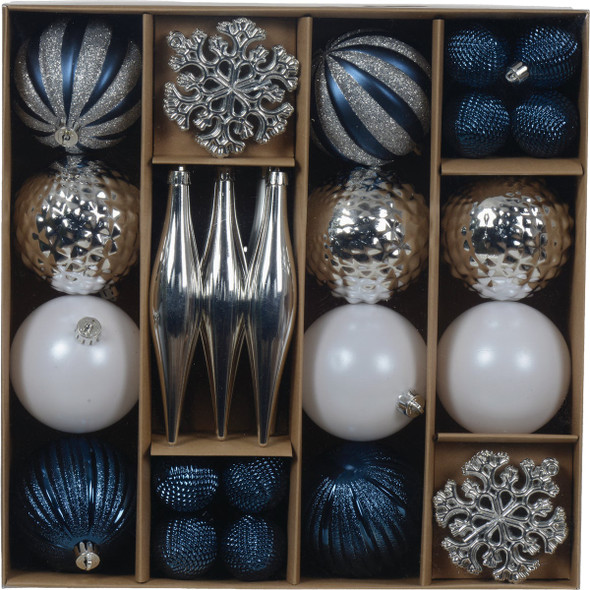 Holiday Wonderland Shatterproof Blue & Silver Mix Christmas Ornament (46-Pack) 9976498 965505