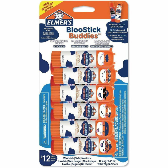 Elmers Disappearing Color School Glue Sticks - Blue, Purple - 12 / Pack