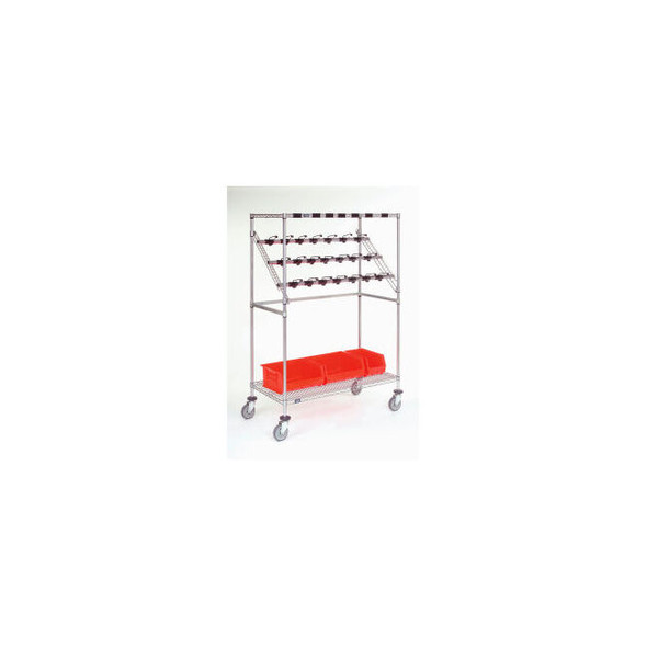Nexel Chrome Catheter Procedure Cart 5"" Swivel Casters (2 with Brakes) 48""W x