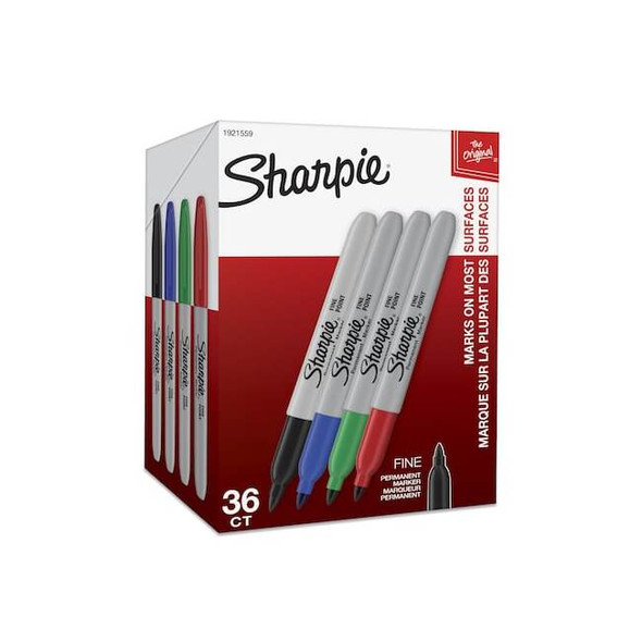 Sharpie Permanent Marker, Fine Tip, Capped, 36 PK 1921559 Pack of 6