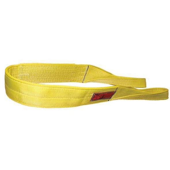Synthetic Web Sling, Type 3, 20 ft L, 4 in W, Nylon, Yellow