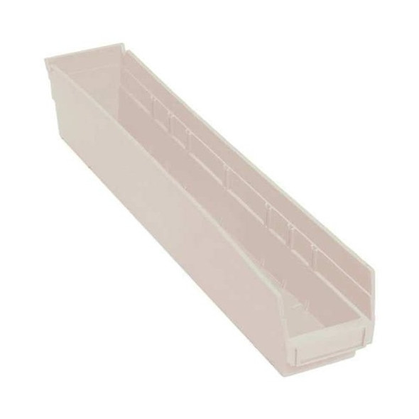 Shelf Storage Bin, Polypropylene, Ivory, 4 in H, 4 1/8 in W, 23 5/8 in L