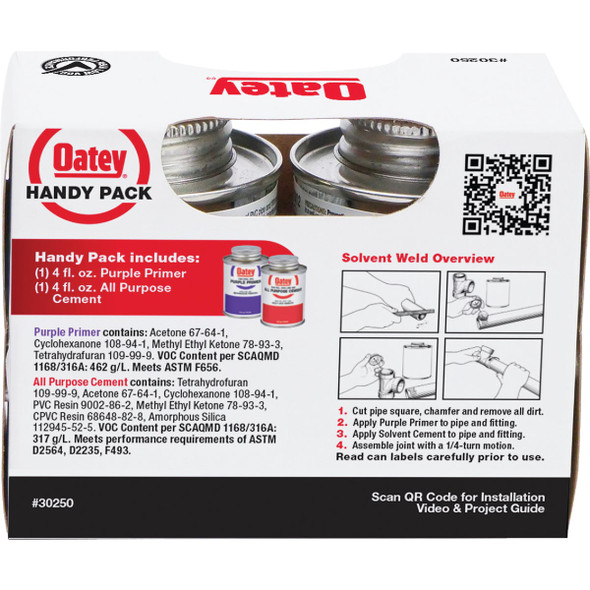 Oatey 4 Oz. All-Purpose ABS, PVC & CPVC Clear Cement & Purple Primer Handy Pack 30250 427451
