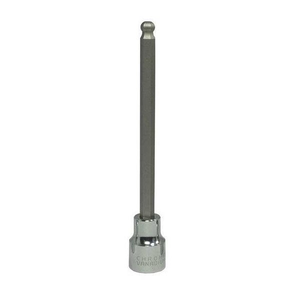 Westward 3/8 in Drive Ball Hex Socket Bit Metric 7 mm Tip, 5 29/32 in L 20XA23