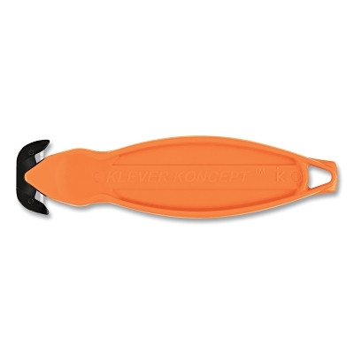 Klever Koncept Safety Cutter, 5-3/4 in L, Straight Blade, Steel, Plastic Handle, Orange