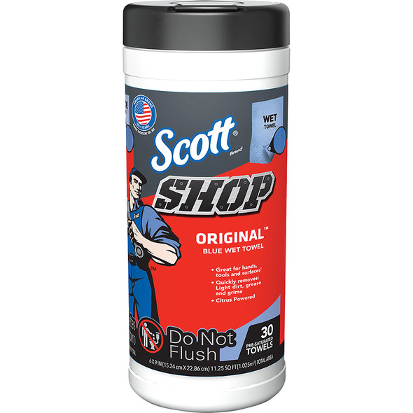 Scott® Shop Original™ Blue Wet Towel proprietary pre-saturated towels 56418