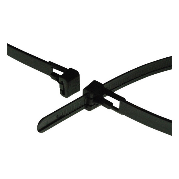ACT Releasable Cable Ties, 12", UV Black (AL-12-50-RL-0-C)