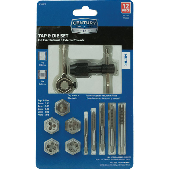 Century Drill & Tool Metric Tap & Die Set (12-Piece) 98926 385000