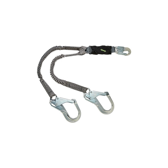 V-Series Stretch Twin-Leg Energy Absorbing Lanyard, 310 lb, 6 ft, Lg Snap Hooks