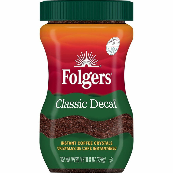Folgers&reg; Classic Instant Coffee Crystals - 8 oz - Decaffeinated - 1 Each