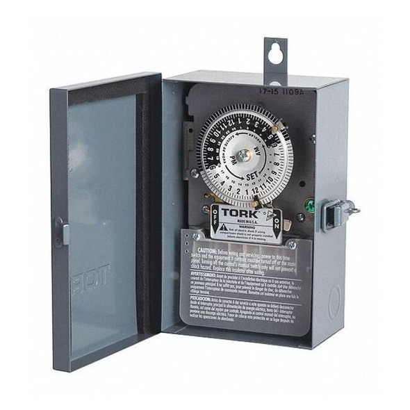Nsi Tork Electromechanical Timer,24 hr,DPST,Metal 1109A-O