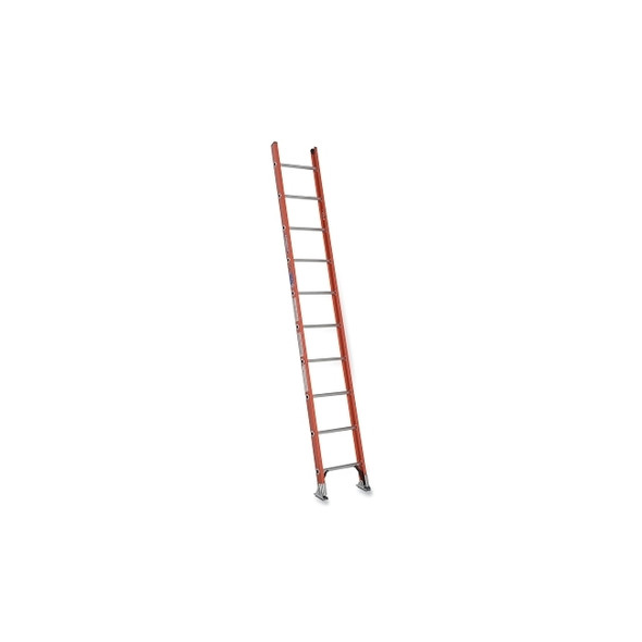 D-Rung Straight Ladder, IA, D6210-1, 10 ft L, 19 in W, 300 lb Load Capacity, Fiberglass
