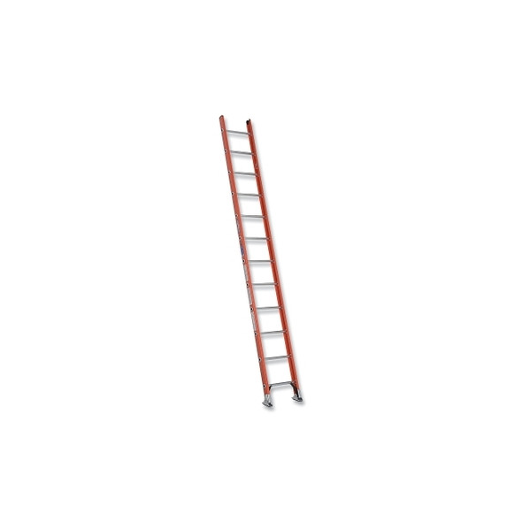 D-Rung Straight Ladder, IA, D6212-1, 12 ft L, 19 in W, 300 lb Load Capacity, Fiberglass