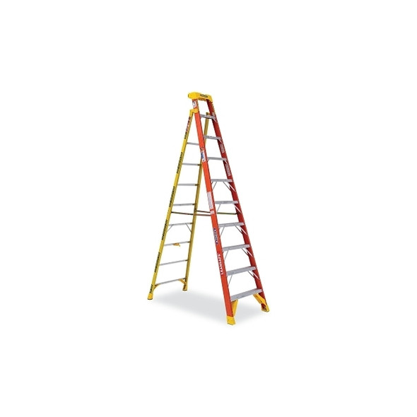 Leaning Ladder, IA, L6210, 10 ft L, 31.2 in W, 300 lb Load Capacity, Fiberglass