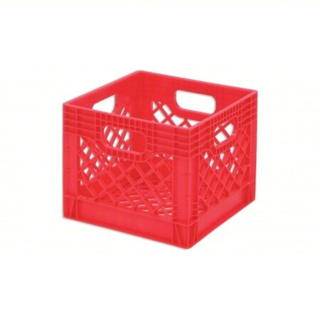Dairy Case/Dairy Crate 13 1/8 in L, 13 1/8 in W, 12 1/8 in H, Plastic, Red