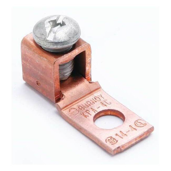 Mechanical Lug, 4 AWG Max, 1 Conductor, 1 Hole, 1/4 in Stud, Copper