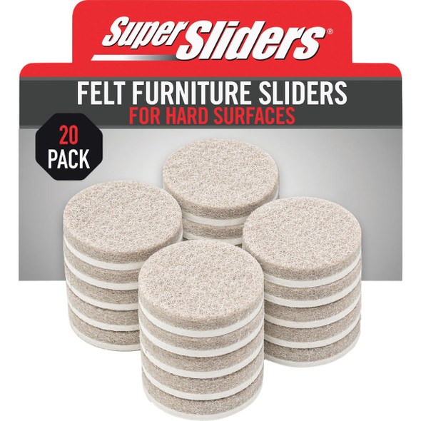 Super Sliders 3/4 In. Round Beige Felt Furniture Pads (20-Piece) 4718521SL