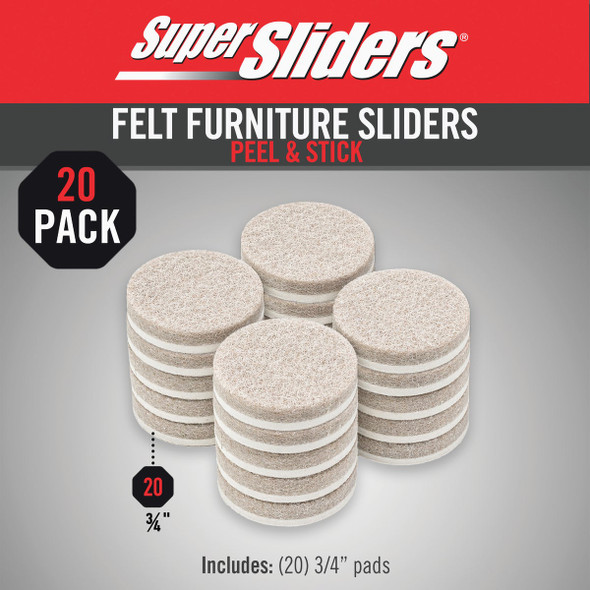 Super Sliders 3-4 In. Round Beige Felt Furniture Pads (20-Piece) 4718521SL 242723