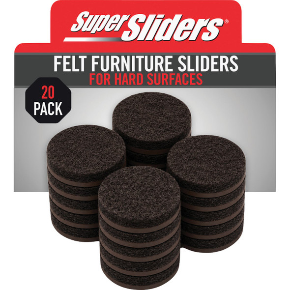 Super Sliders 3/4 In. Round Brown Felt Furniture Pads (20-Piece) 4728521SL