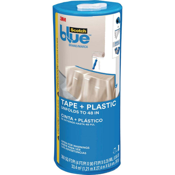 3M Scotch Blue Tape and 360 Sq. Ft. Plastic with Dispenser PTD2093-48-S