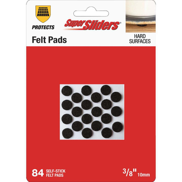 Super Sliders 3/8 In. Round Brown Felt Furniture Pads (84-Piece) 4729521SL