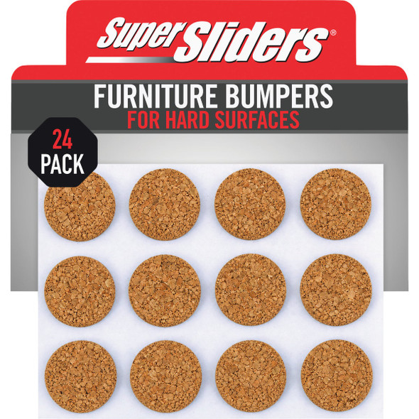 Super Sliders 1/2 In. Bumpers Round Cork Furniture Pads (24-Piece) 4216426SL