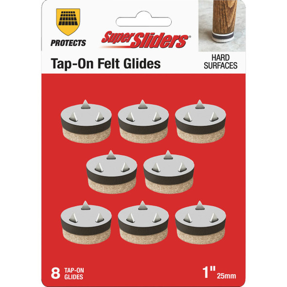 Super Sliders 1 In. Tap-On Round Beige Felt Furniture Pads (8-Piece) 4770521SL