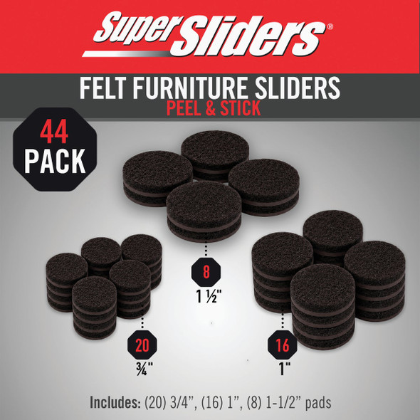 Super Sliders Felt Combo Brown Furniture Pad Variety Assortment (44-Piece) 4760821SL 244957