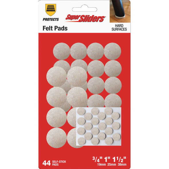 Super Sliders Felt Combo Oatmeal Furniture Pad Variety Assortment (44-Piece)