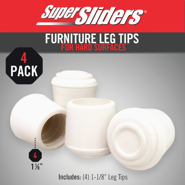 Super Sliders 1-1-8 In. White Rubber Furniture Leg Tip (4-Pack) 4264326SL 250738