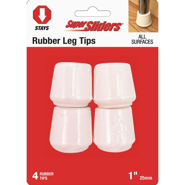 Super Sliders 1 In. White Rubber Furniture Leg Tip (4-Pack) 4264626SL