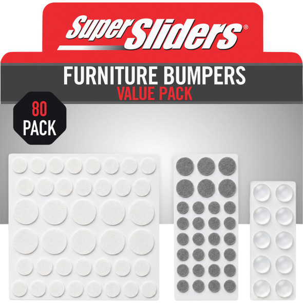 Super Sliders Furniture Wall Bumper Variety Assortment (80-Pack) 4210126SL