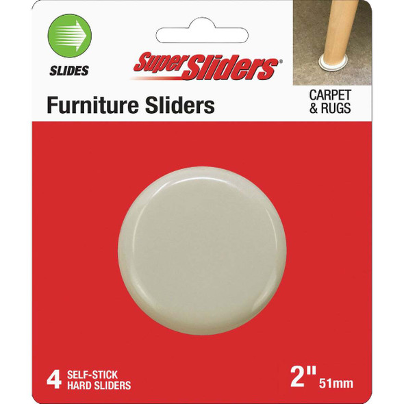 Super Sliders 2-1/4 In. Beige Round Hard Furniture Sliders (4-Pack) 4700426SL