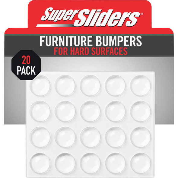 Super Sliders 3/8 In. Clear Round Furniture Wall Bumper (20-Pack) 4215621SL