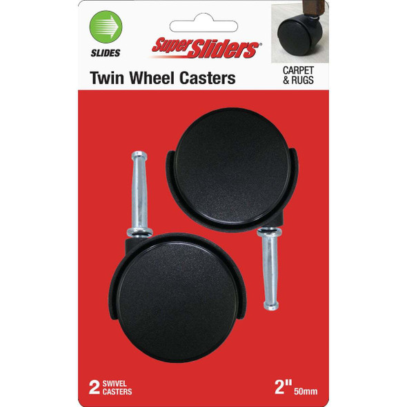 Super Sliders 2 In. 2-Wheel Black Stem Caster (2-Piece) 4263026SL