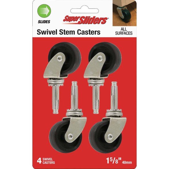 Super Sliders 1-5/8 In. Black Stem Caster (4-Pack) 4262626SL