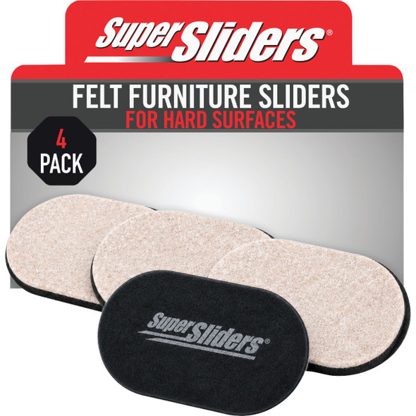 Super Sliders 3-1/2 In. x 6 In. Oval Beige Felt Sliders (4-Pack) 4705121SL