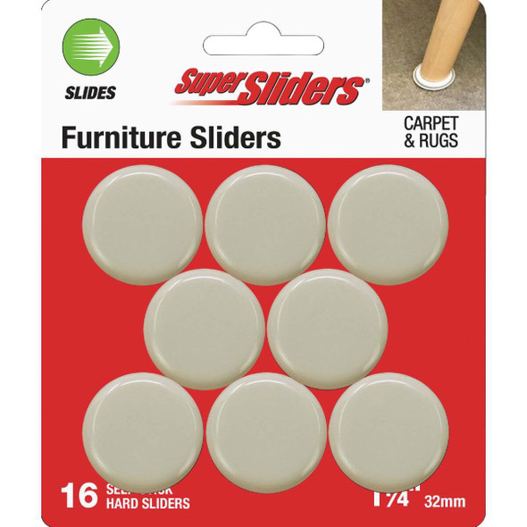 Super Sliders 1-1/4 In. Hard Plastic Furniture Glides (16-Pack) 4701626SL