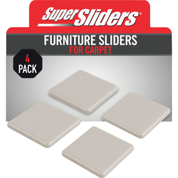 Super Sliders 2-1/2 In. Beige Square Hard Furniture Sliders (4-Pack) 4708026SL