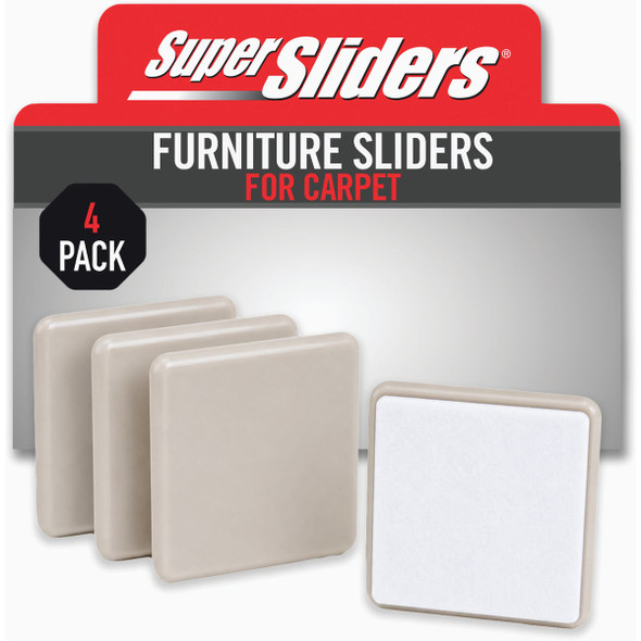Super Sliders 2-1-2 In. Beige Square Hard Furniture Sliders (4-Pack) 4708026SL 240427