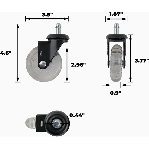 Shepherd Hardware 3 In. Clear Rollerblade Stem Caster (5-Pack) 4122199LN 234108